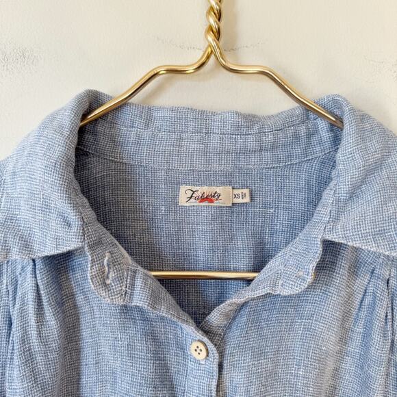 Faherty Hana Blue Basketweave Linen Shift Shirt Dress Pockets XS - Picture 9 of 11